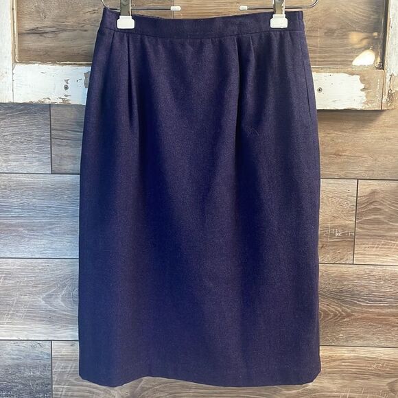 E.H. Woods Wool Blend Pencil Skirt, Vintage, Size 14, Dark Purple - Picture 1 of 11